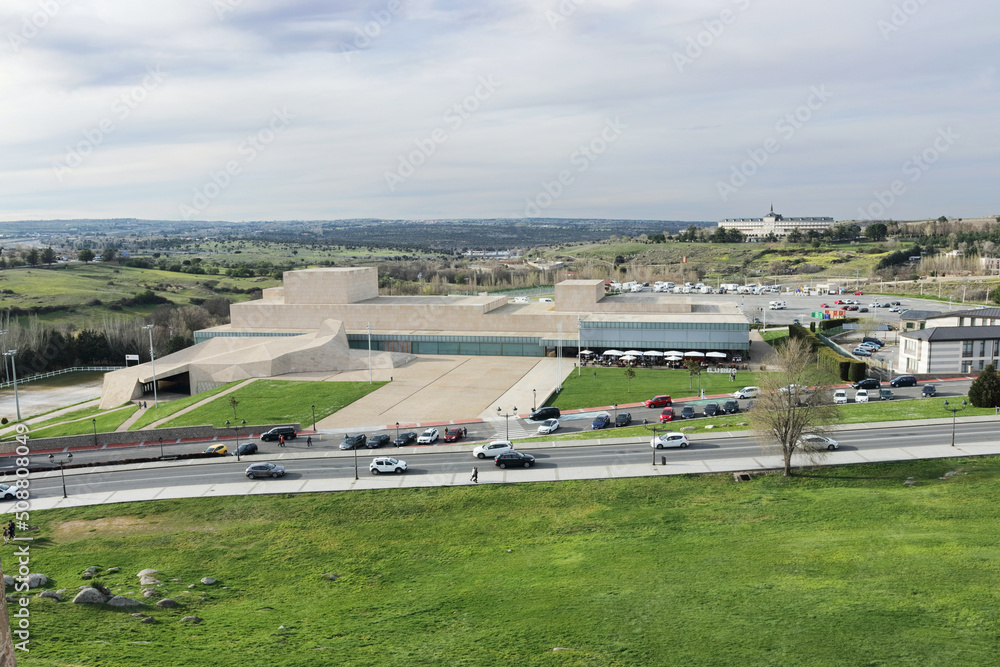 Modern Lienzo Norte exposition and congress centre, seen from the medieval walls of Avila