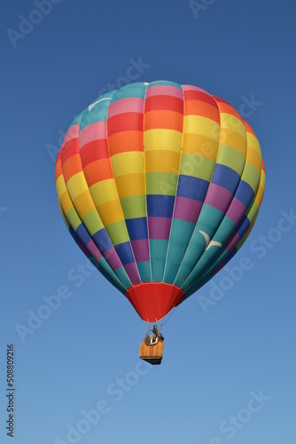 Colorful hot air balloon soaring in the sky