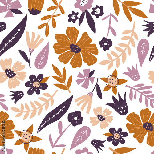 Seamless floral pattern in vintage style. Floral modern wallpaper. Vector han...