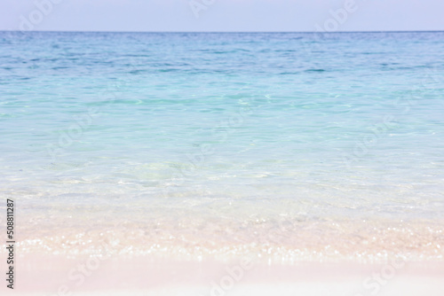 Fototapeta Naklejka Na Ścianę i Meble -  Turquoise sea with sand beach for summer background.