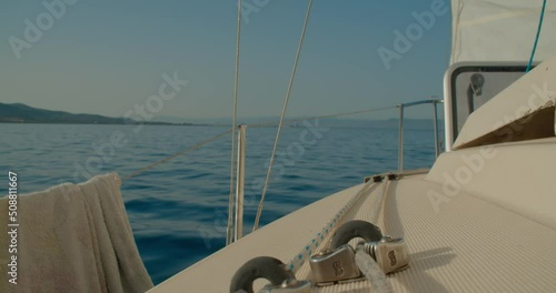 Sailing on calm peaceful day, sea vacation holiday background, day photo