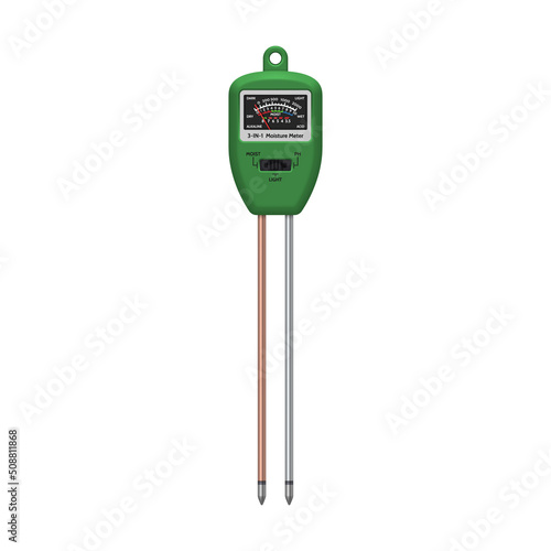Measuring device three in one, moisture, acidity, soil illumination. Vector illustration.