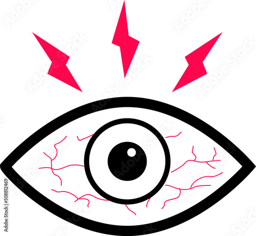 eye sore icon on white background. eye pain sign. eye disease symbol. flat style.