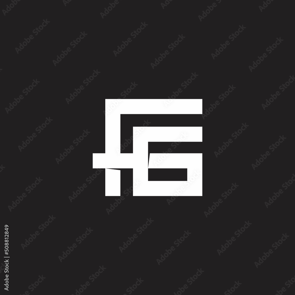 letter fg simple square linked line 3d logo vector letter fg simple square linked line 3d logo vector