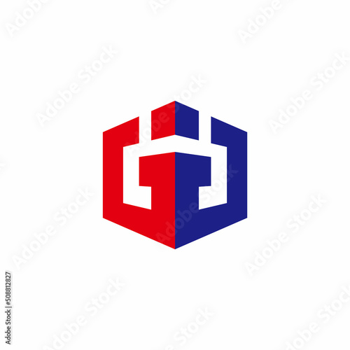 letter gg colorful box geometric simple logo vector