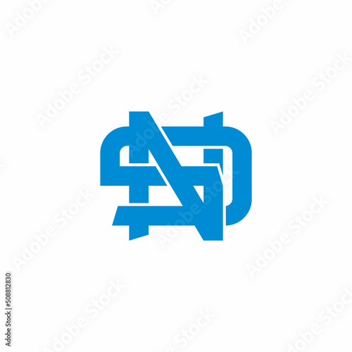letter dn linked overlapping line logo vector