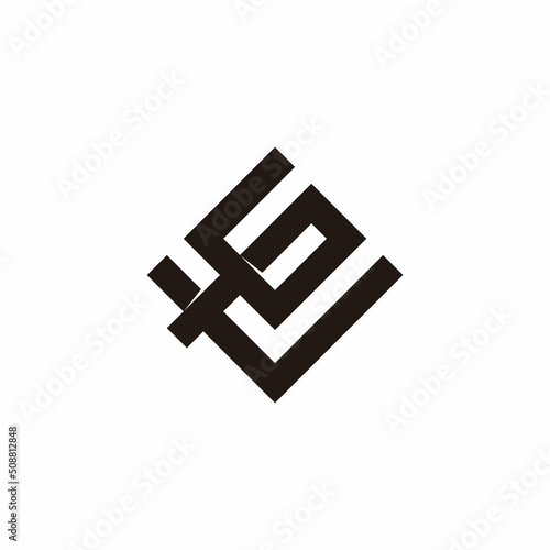 letter vg simple geometric square line logo vector