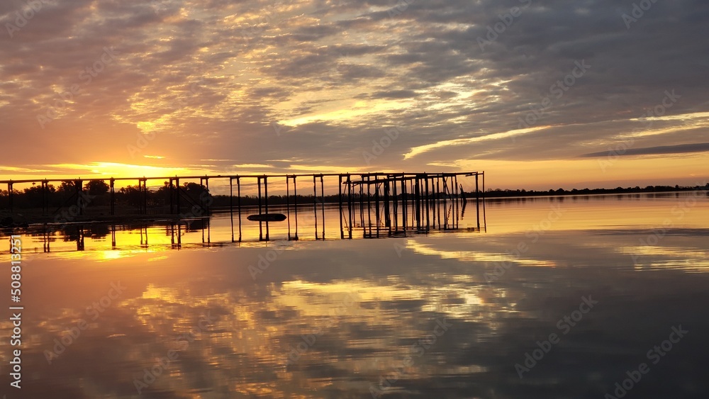 Fototapeta premium sunset over the river