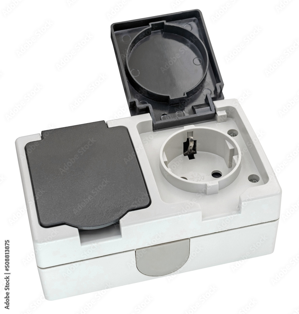 Fototapeta premium Double electrical socket on white background