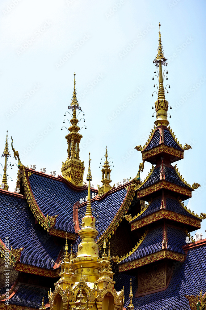 Phiphat Mongkhon blue temple in Sukhothai, Thailand.