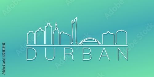 Durban, South Africa Skyline Linear Design. Flat City Illustration Minimal Clip Art. Background Gradient Travel Vector Icon.