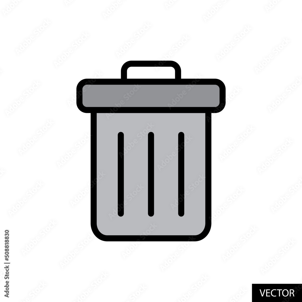 Trash Can Vector icon in flat style design for website design, app, UI, isolated on white background. Editable stroke. Vector illustration. Trash Can Vector icon in flat style design for website design, app, UI, isolated on white background. Editable stroke. Vector illustration.