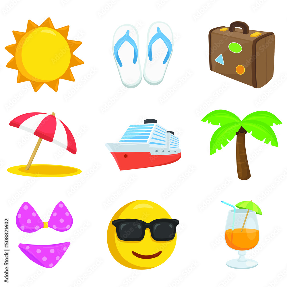 Cruise Sign Emoji Icon Illustration. Summer Vacations Vector Symbol ...