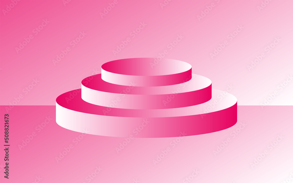 Podium geometric mockup display. Round cylinder pedestal. 3d platform product presentation stand. Abstract vector rendering shape for products display presentation. Modern pink studio room background Podium geometric mockup display. Round cylinder pedestal. 3d platform product presentation stand. Abstract vector rendering shape for products display presentation. Modern pink studio room background