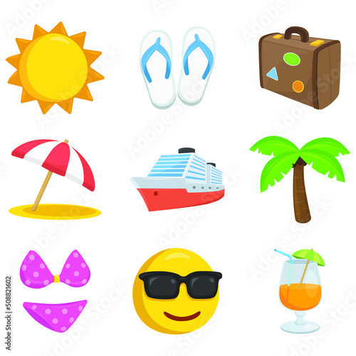 Cruise Sign Emoji Icon Illustration. Summer Vacations Vector Symbol Emoticon Design Clip Art Sign Comic Style.