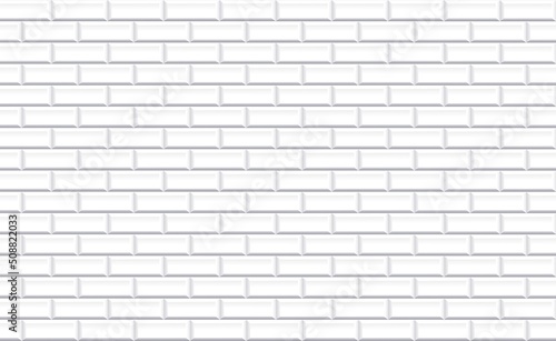 Horizontal white brick ceramic tiles. Modern seamless pattern, herringbone brick effect subway ceramic tiles. 