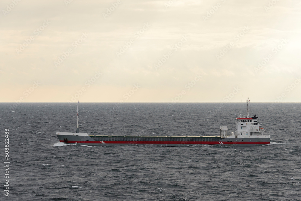 Cargo vessel at sea. Beautifil light.