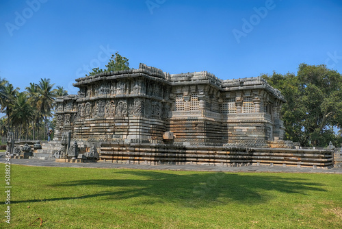 Kedareshwara Temple, beautiful sculpture, Halebidu, Karnataka, India photo