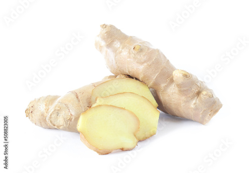 fresh ginger used as herbal medicine isolated on white background