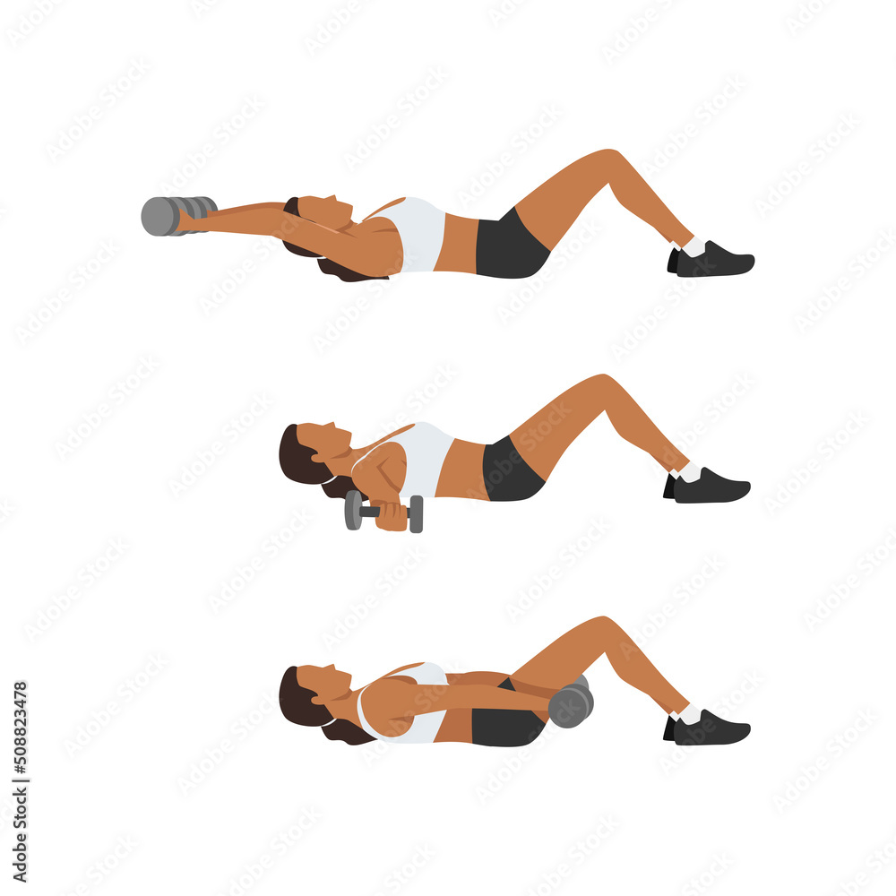 Woman doing Around the world exercise. Flat vector illustration isolated on white background