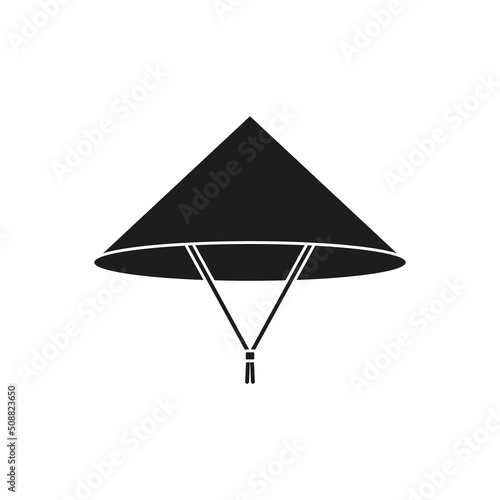 Asian conical hat icon. Vector. Flat design.