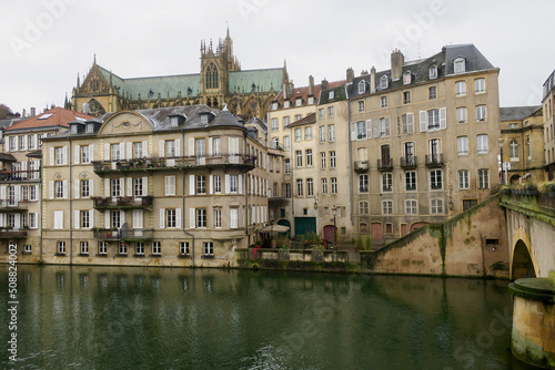 Houses facing the Moselle in Metz (Lorraine), France. © juliofsanguino