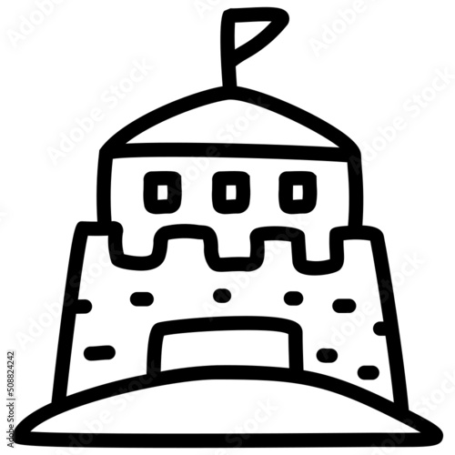 handdrawn sand castle icon