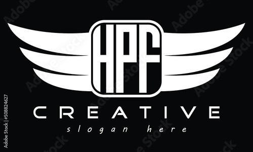 HPF three Letter wing  modern creative concept icon company logo design, Vector template
 photo