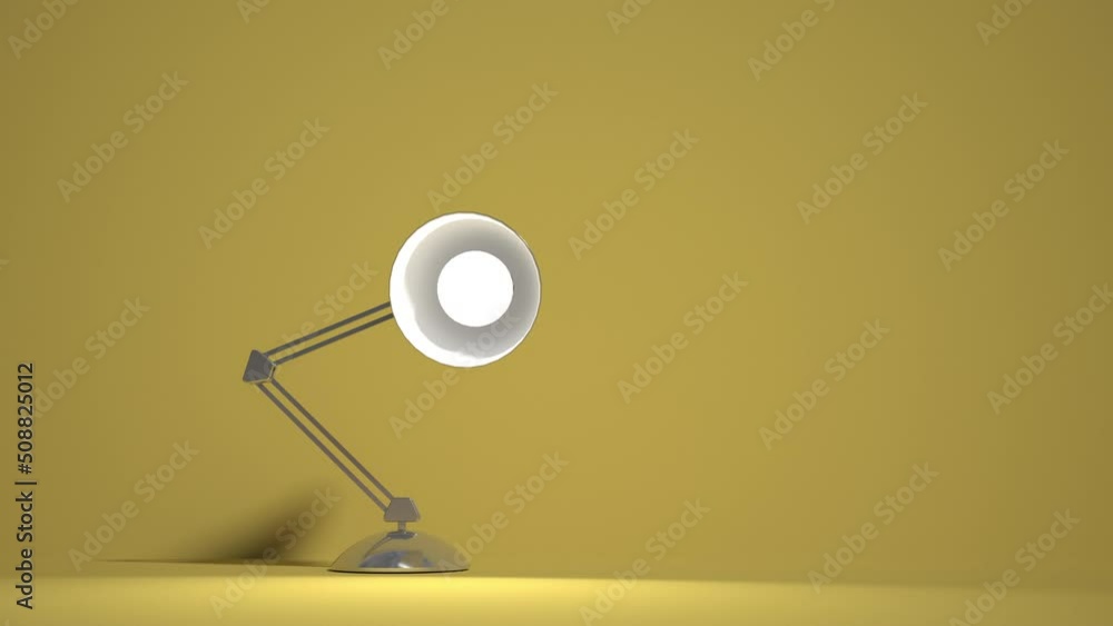 3D led lamp jumps and lights up. The character is a living lamp. Minimalistic yellow monochrome background. Animation of the game of light. Electric power industry 3D led lamp jumps and lights up. The character is a living lamp. Minimalistic yellow monochrome background. Animation of the game of light. Electric power industry
