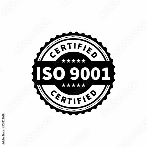 ISO 9001 Certified badge, icon. Certification stamp. Flat design vector. Vector stock illustration.