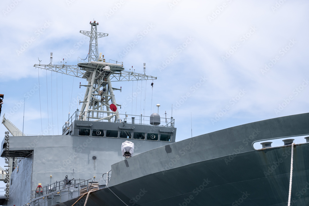 A large warship, parked for tourists to visit A large warship, parked for tourists to visit
