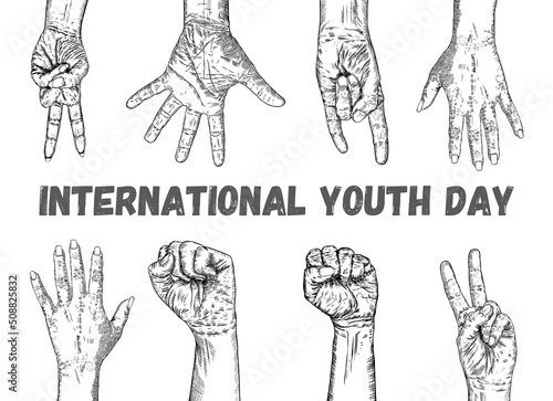 The concept of friendship day, International Youth Day, IYD celebration on 12 August. Vector.