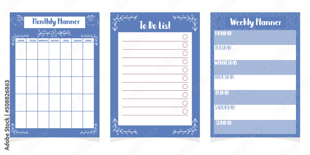 Set of planners template, checklist, daily schedule isolated on white ...