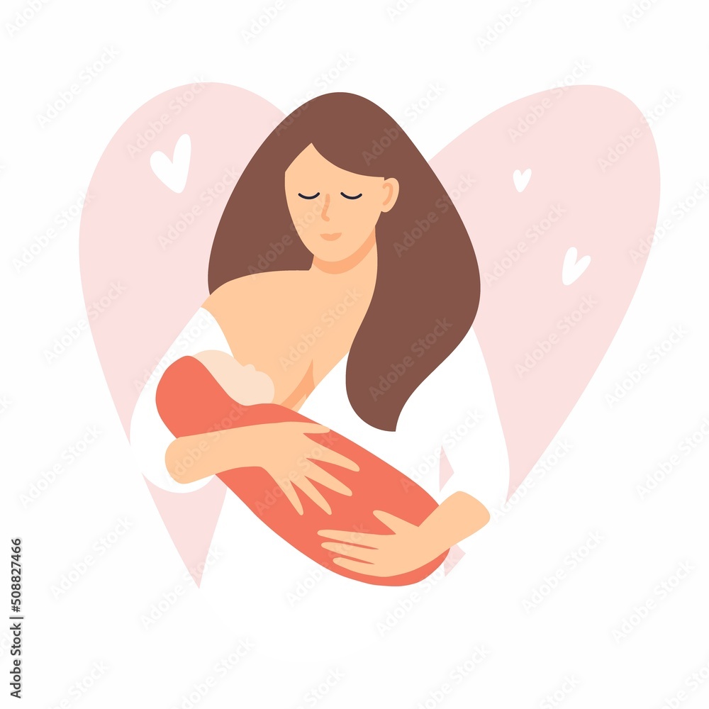 Happy, sweet, young mom breast-feeds a newborn Happy, sweet, young mom breast-feeds a newborn