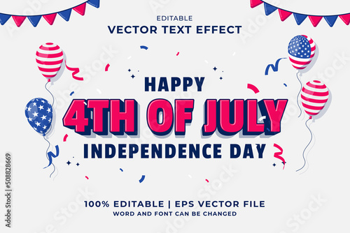 Editable text effect 4th July Independence Day Cartoon style premium vector