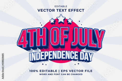 Editable text effect 4th July Independence Day Cartoon style premium vector