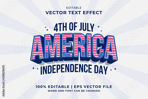 Editable text effect 4th July Independence Day Cartoon style premium vector