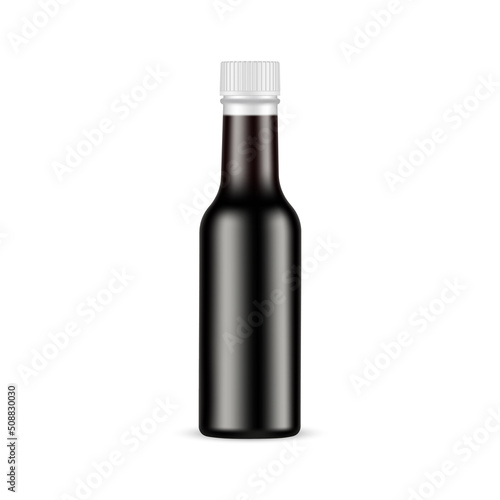 Soy Sauce Bottle Mockup, Isolated in White Background. Vector Illustration