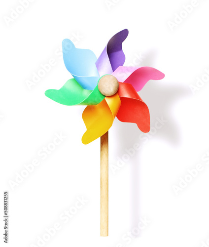 Colored pinwheel or windmill on white background photo