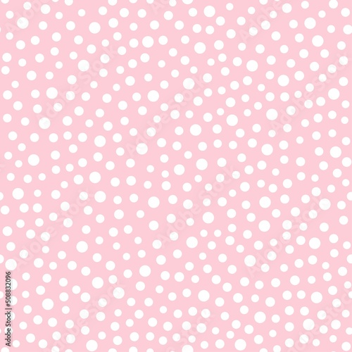 Cute pattern of white dots of different shapes on a pink background