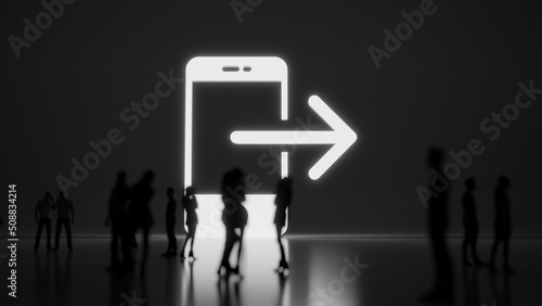 3d rendering people in front of symbol of smartphone on background