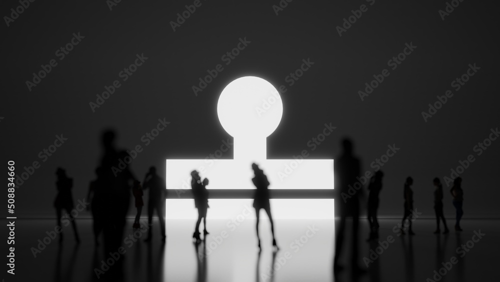 3d rendering people in front of symbol of stamp on background
