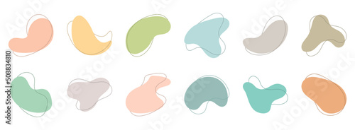 Muted color abstract organic shapes. Hand drawn blob elements collection. Trendy liquid vector collection.