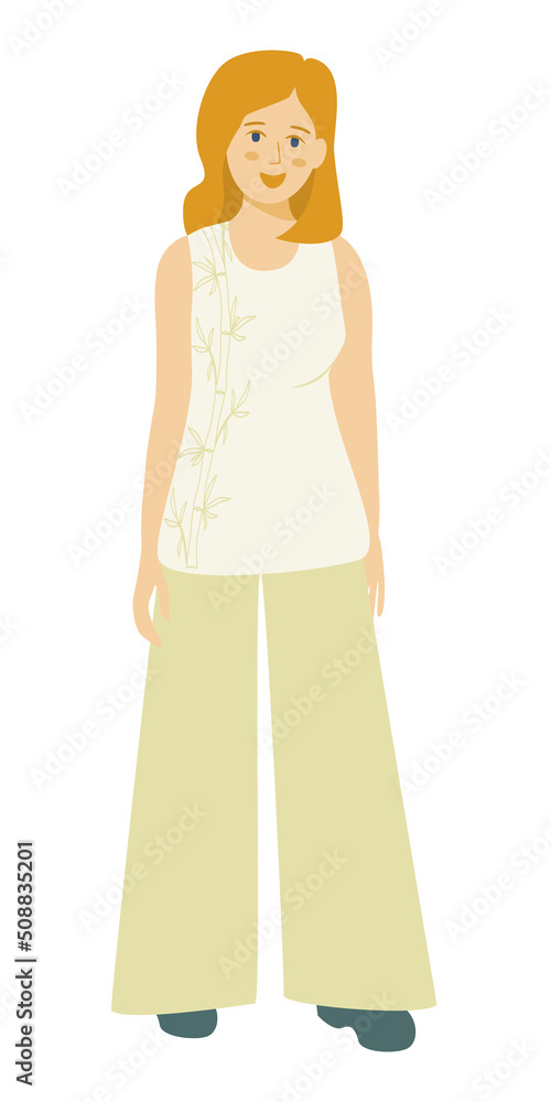Young woman Full height portrait Design element Vector illustration Isolated on white background Young woman Full height portrait Design element Vector illustration Isolated on white background