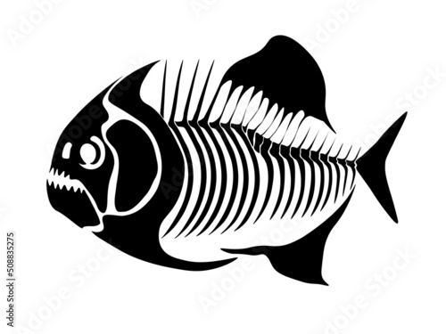 Vector illustration with fish skeleton isolated on a white background.