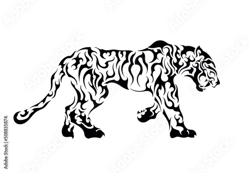 roaring bengal tiger abstract tattoo symbol sticker east theme notebook design emblem