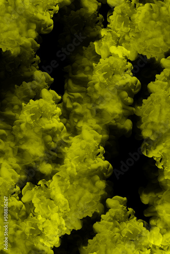 Yellow clouds on black background