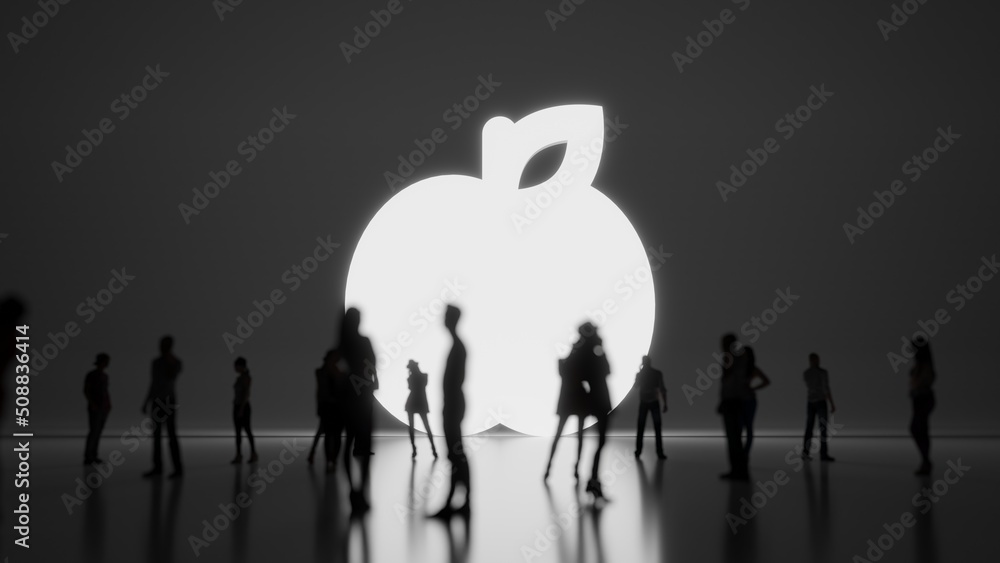 3d rendering people in front of symbol of apple on background