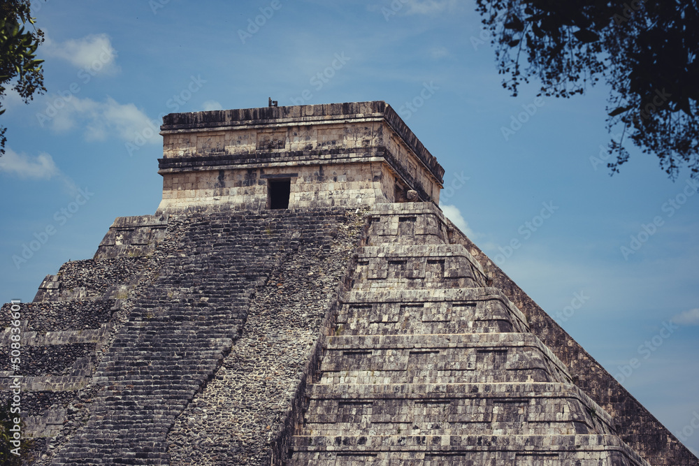 Chichen Itza mayan ruins stone pyramids in Mexico Yucatan