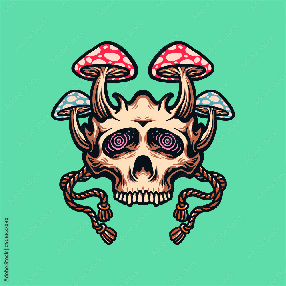 Fototapeta premium skull mask mushroom vector design
